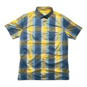 NWT Kuhl Men's Response Plaid Blue Yellow Short Sleeve Button Down Shirt Men's S